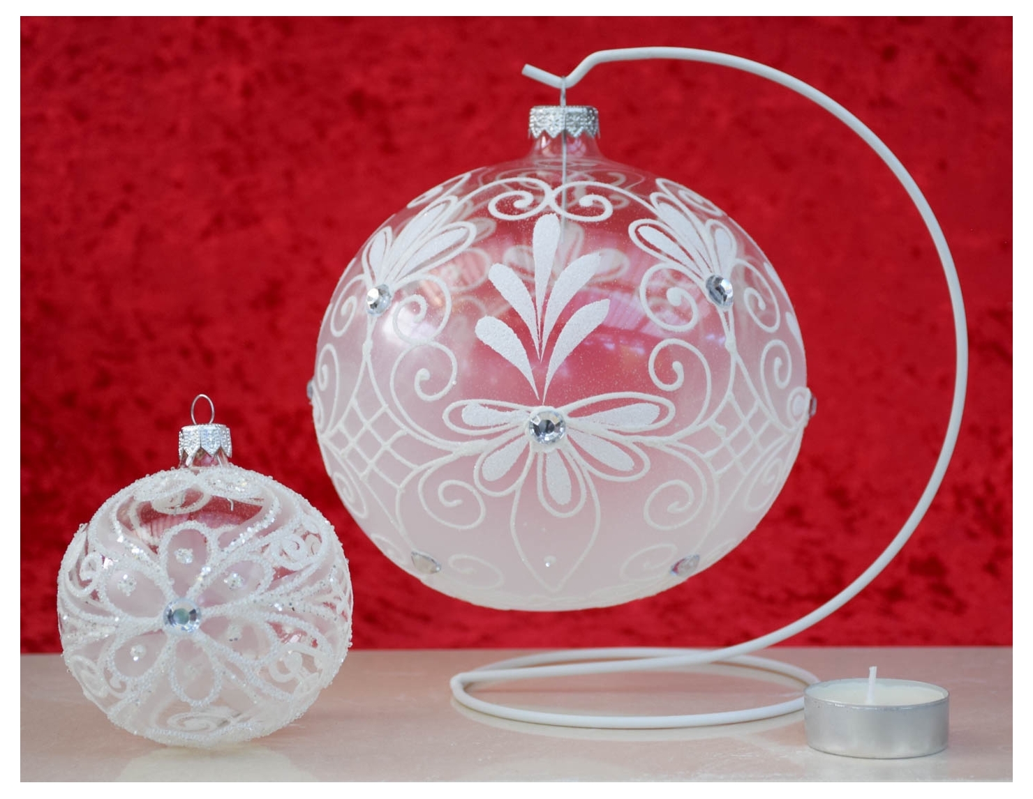 Boule De No L Photophore En Verre Pour Bougie D Cor Baroque Blanc