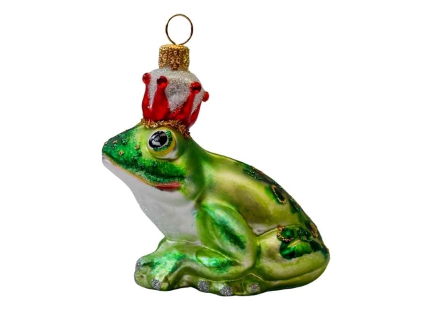 Boule de Noël grenouille couronne rouge Verre soufflé Made in Europe