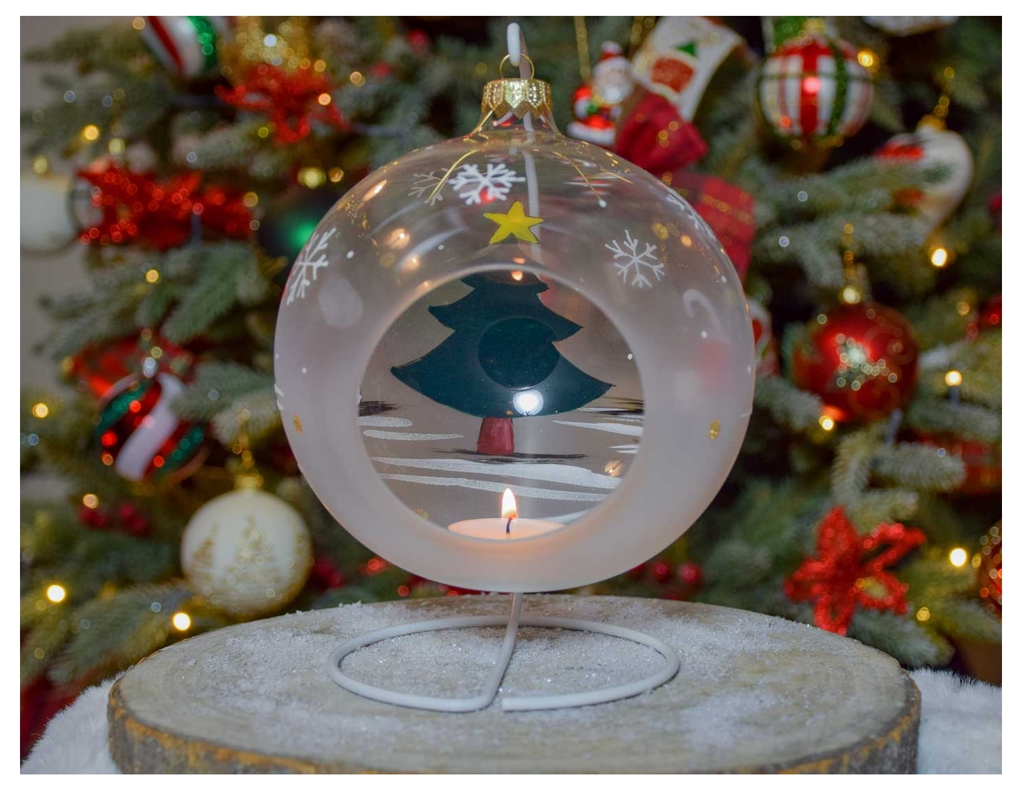 Boule De No L Photophore Sapin Verre Souffl D Cm