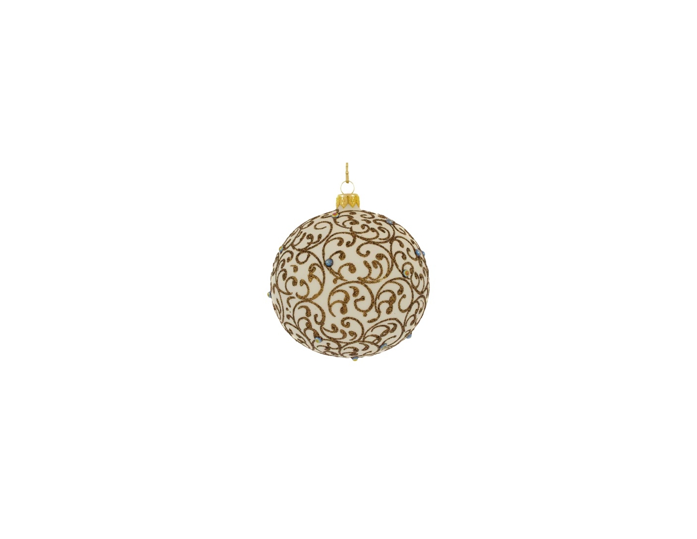 Grande Boule de Noël baroque bronze support inclus D 15cm