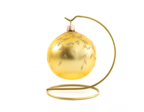Boule de Noël dorée décor feuilles dorées - ø 8cm