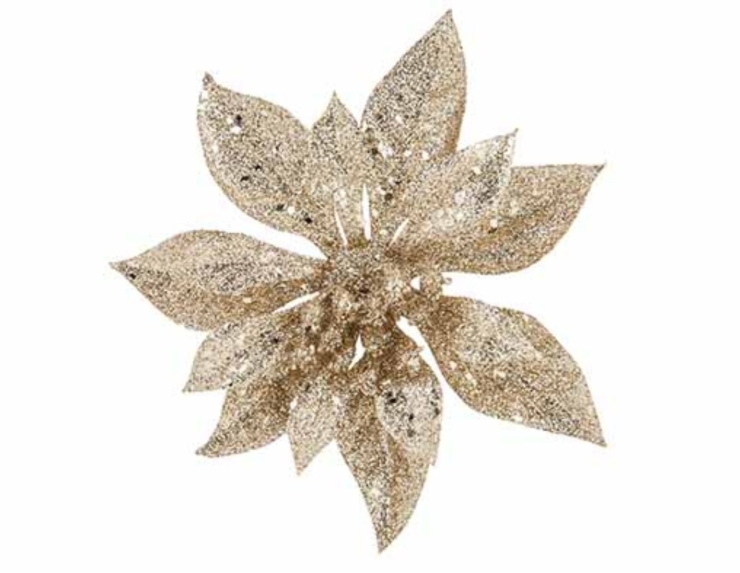 Fleur de Noël Poinsettia champagne brillant D15cm