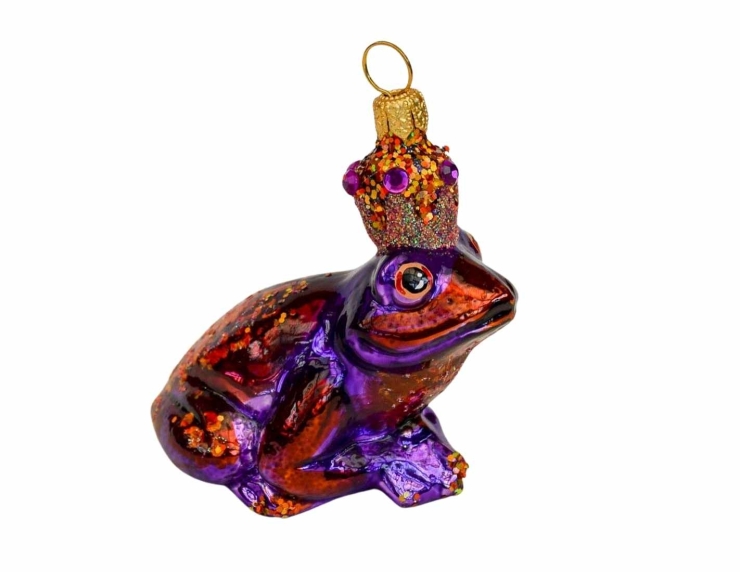 Grenouille mauve verre soufflé déco sapin H8cm