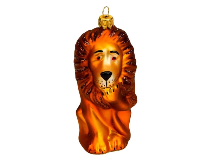 Suspension de Noël lion verre soufflé, peint à la main et made in Europe.