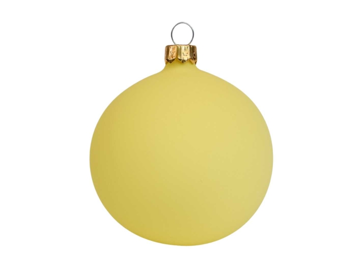 Boule de Noël jaune mate en verre Diamètre : 8cm