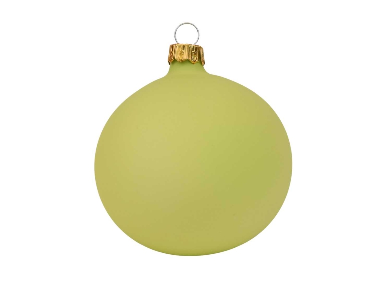 Boule de Noël vert clair mat en verre, diamètre 8cm. Made in Europe