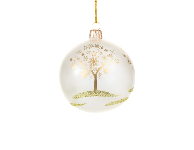 Boule De Noël Transparente Mate Décor Arbre Doré 8cm