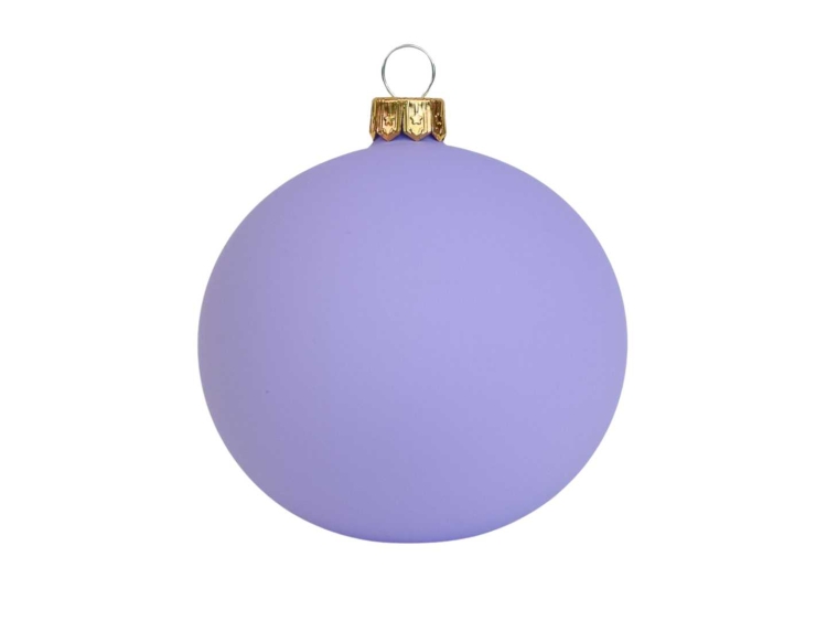 Boule de Noël mauve clair mat en verre.
Diamètre : 8cm