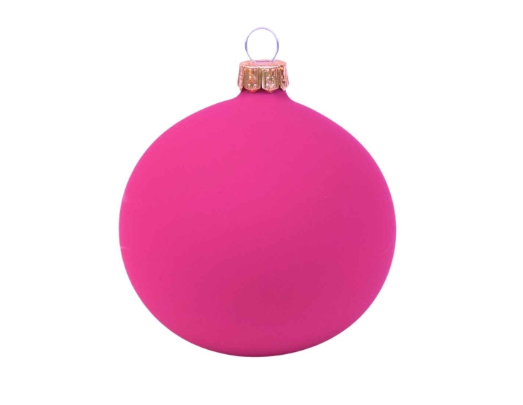 Boule de Noël fuchsia mat en verre D8cm