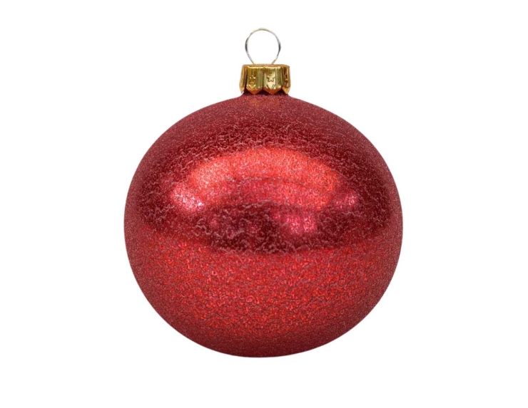 Boule de Noël rouge effet craquelé D8cm