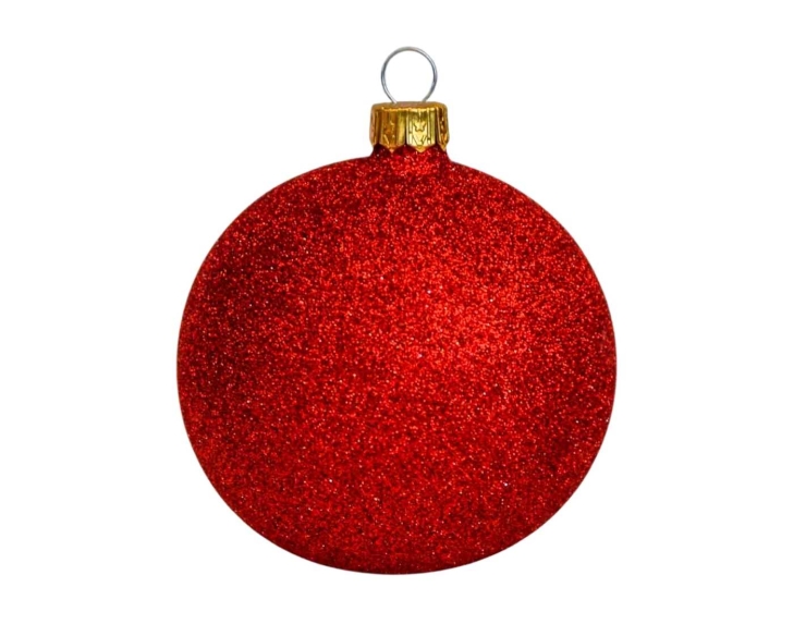 Boule de Noël rouge pailleté D8cm