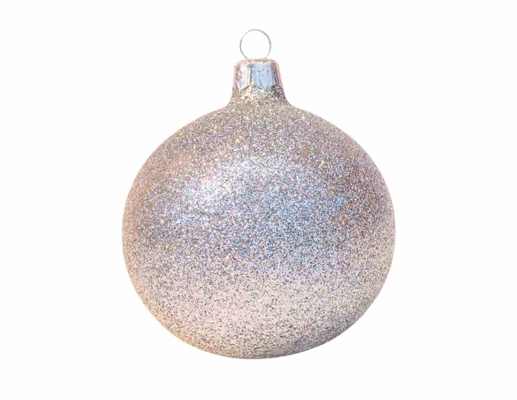 Boule de Noël argenté pailleté D8cm