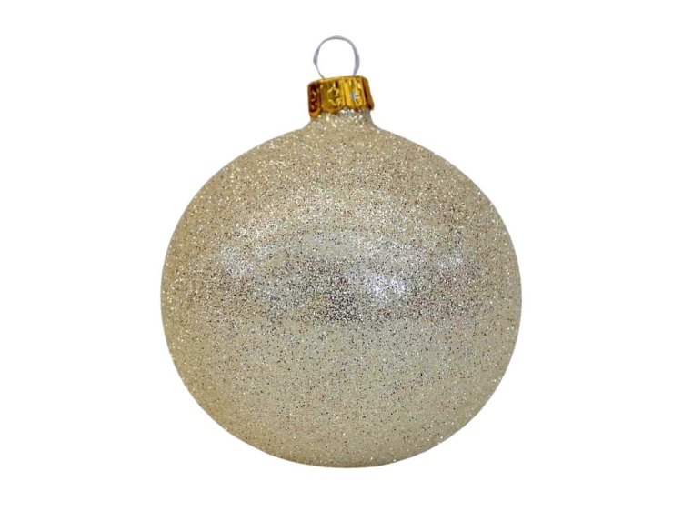 Boule de Noël champagne pailleté D8cm