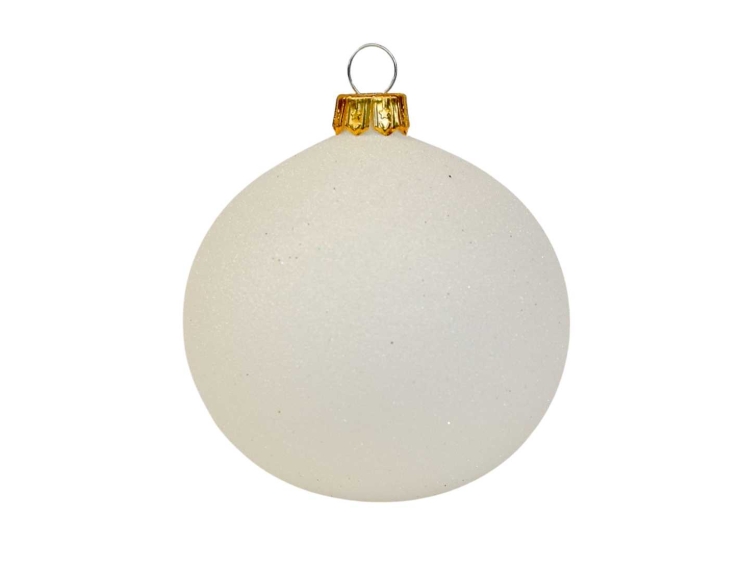 Boule de Noël blanche pailleté D8cm