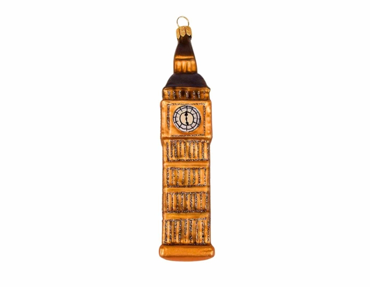 Suspension de Noël originale Big Ben de Londres doré brillant en verre soufflé et peinte à la main
Hauteur : 14cm