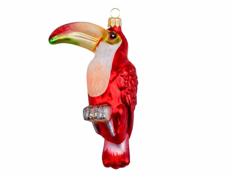 Boule de Noël toucan verre soufflé H14cm