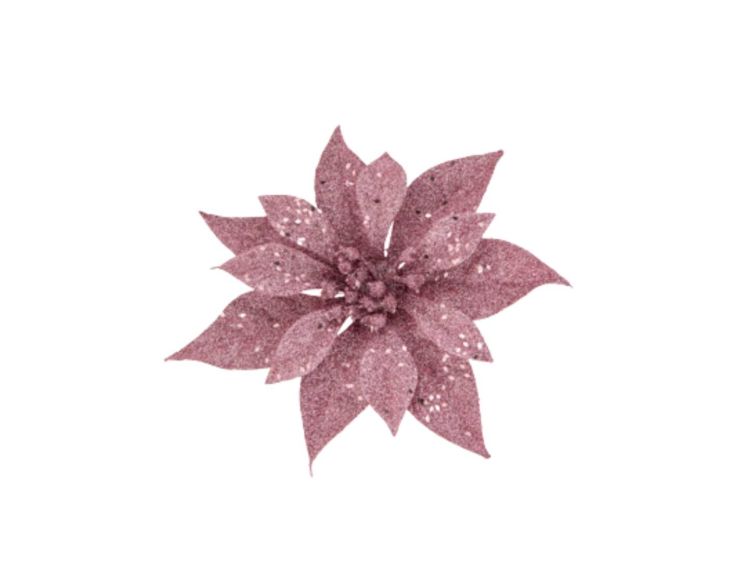 Fleur de Noël rose sur clip pour sapin D 18cm