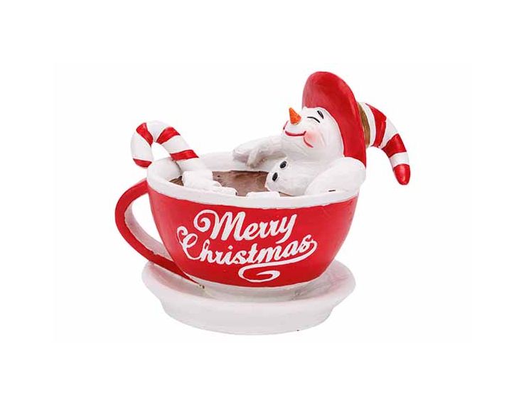 Déco bonhomme de neige tasse H11cm