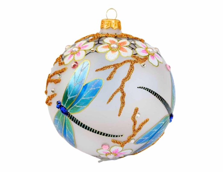 Boule de Noël luxe libellule cristaux D12cm