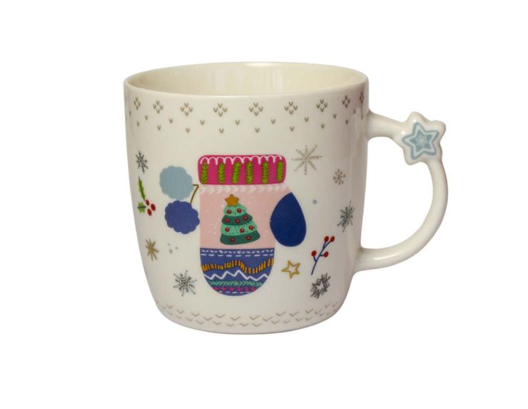 Joli mug de Noël blanc en porcelaine avec moufle