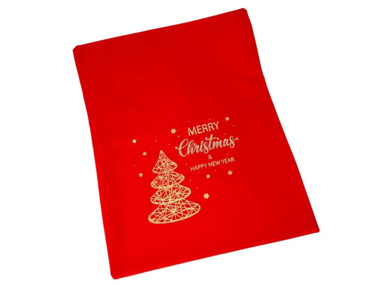 Pochette cadeau velours rouge sapin 40cm