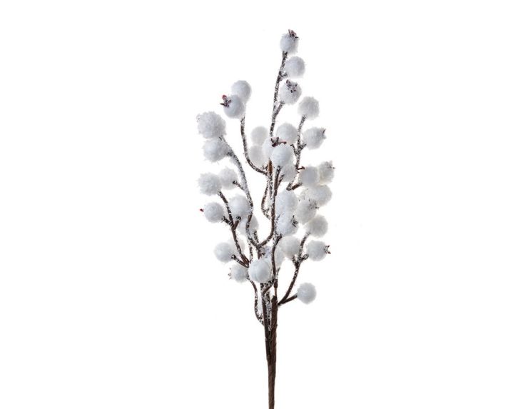 Branche décorative baies blanches H42cm