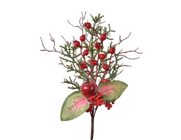 Branche décorative baies rouges H37cm