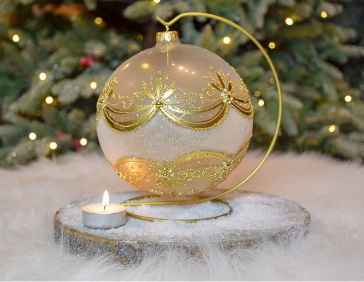 Photophore de Noël doré chic D15cm