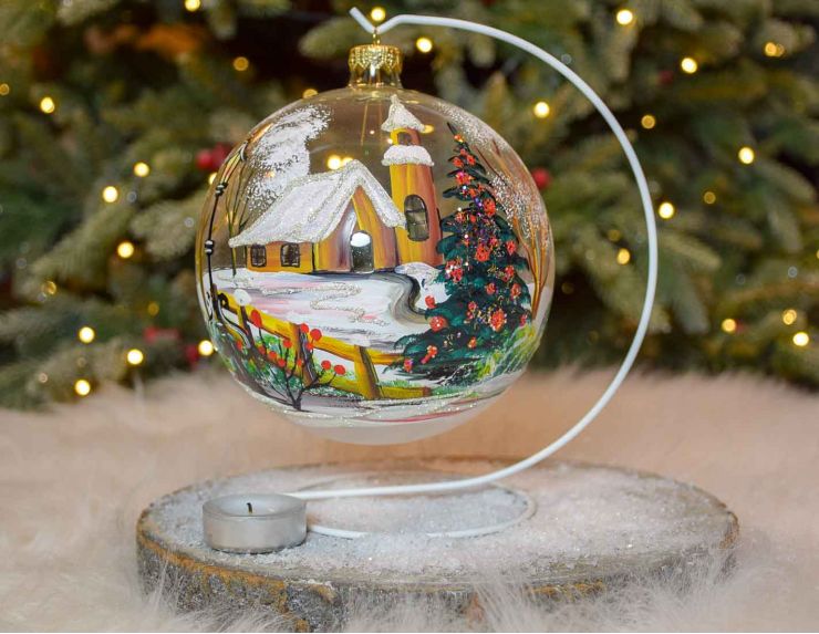 Photophore de Noël village de Noël D15cm