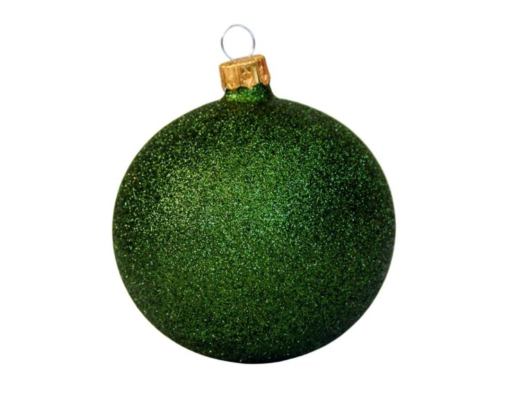 Boule de Noël vert pailleté D8cm