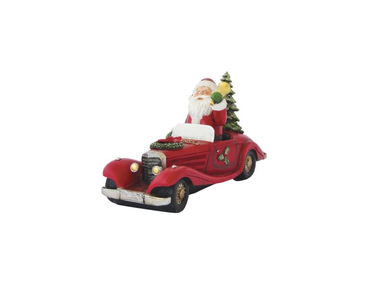 Figurine Père Noël en voiture H15cm