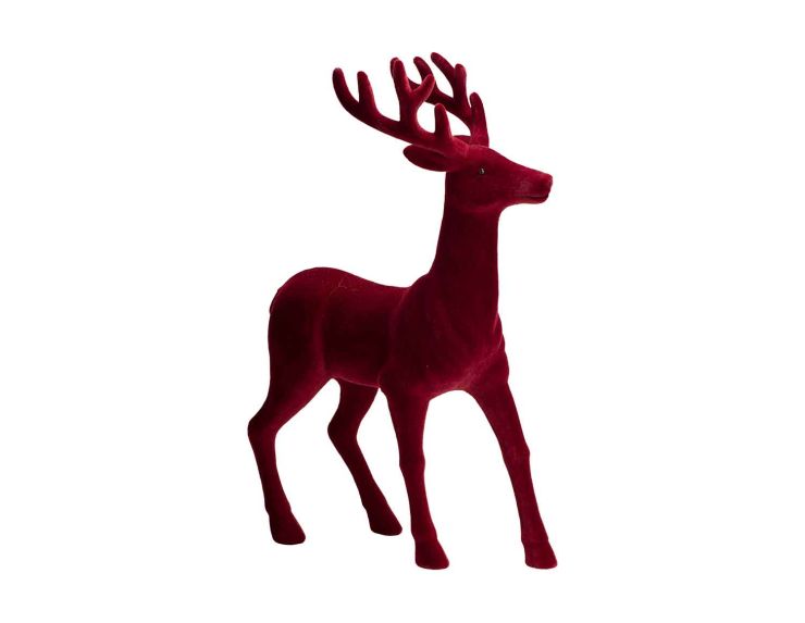 Cerf velours bordeaux H45cm