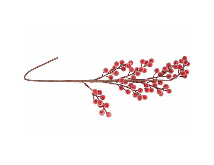 Branche baies rouges frosty H60cm