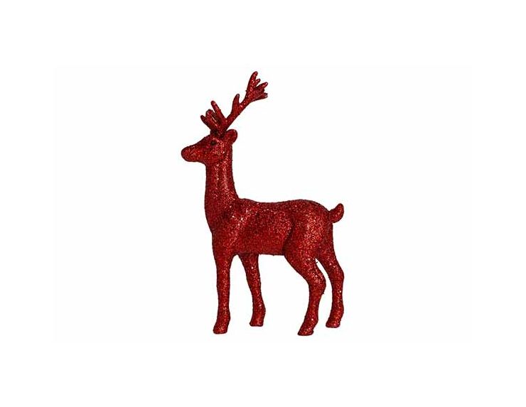 Cerf rouge pailleté H22cm