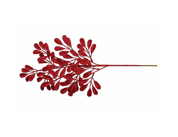 Branche feuilles rouges pailletées H60cm